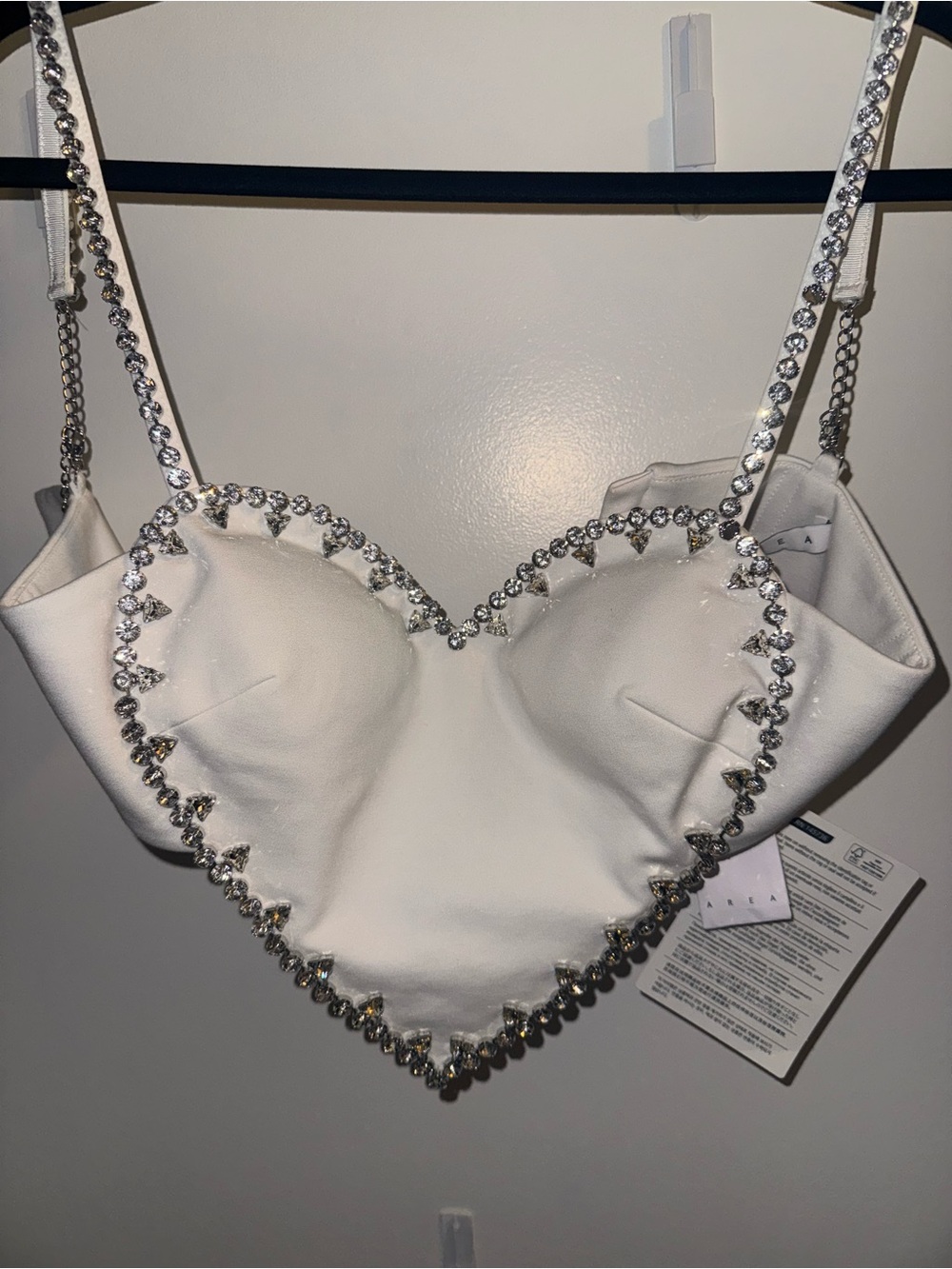 NWT AREA heart-shaped crop top